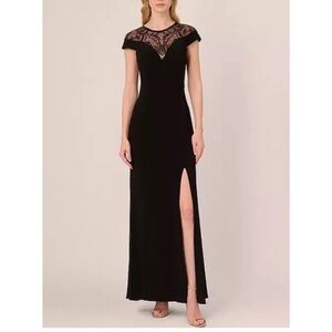 Adrianna Papell Black Sequin Jersey Dress Size 8